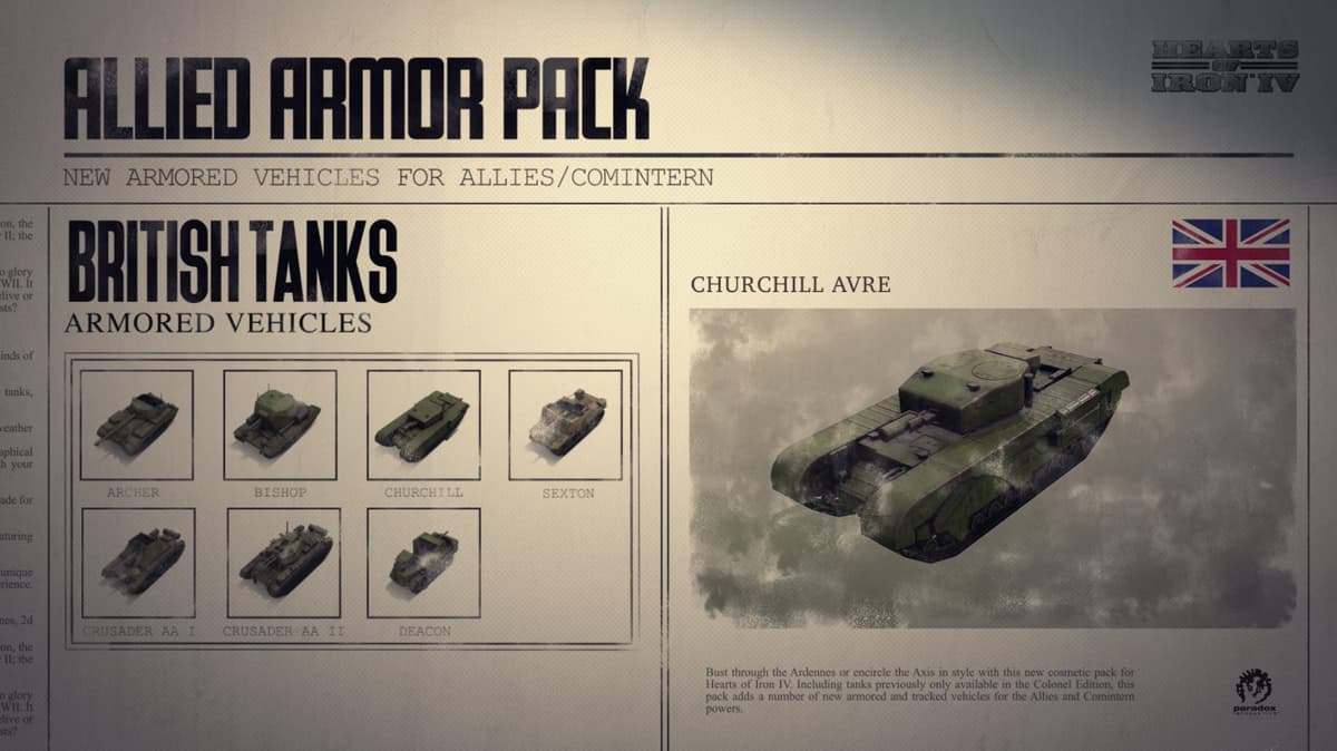Picture of Hearts of Iron IV: Allied Armor Pack